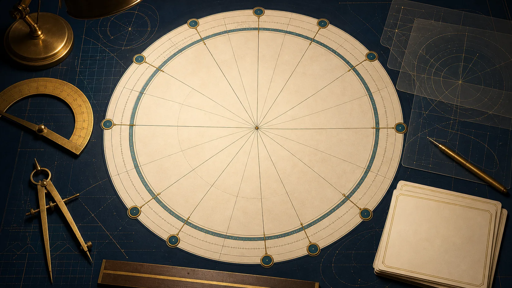 Technical KP astrology chart workspace showing unequal cusps and measured house boundaries