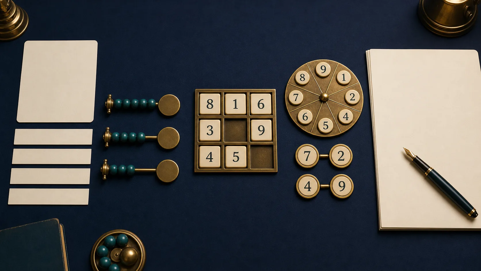 Numerology report workspace with calculation sheets, number grid, cycle notes, and synthesis prompts